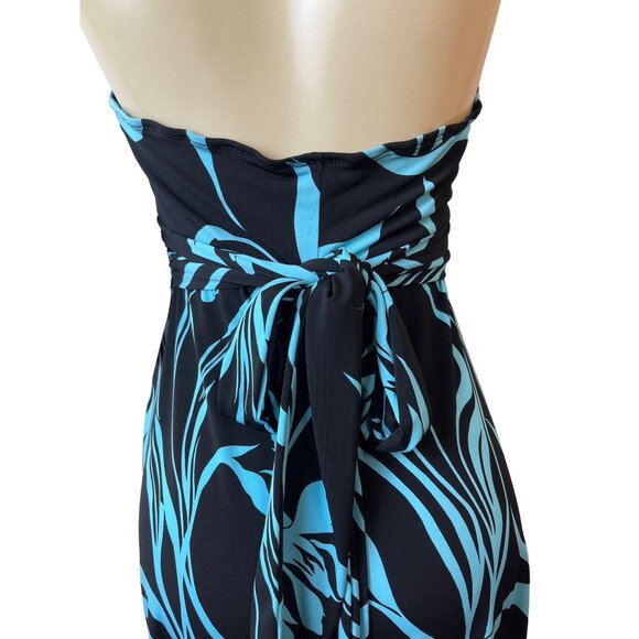 Roulette Women's Black Blue Halter Neck Ocassion Midi Dress Sz M- NWT - Picture 6 of 10